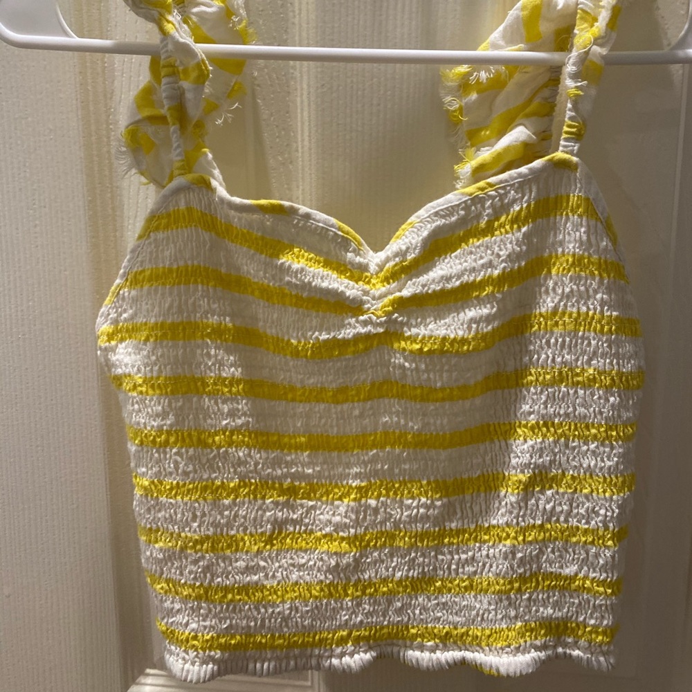 free people yellow ruffle tank